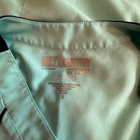 Grey's Anatomy By Barco Scrubs Set With Pants Green Black Small - Picture 9 of 11